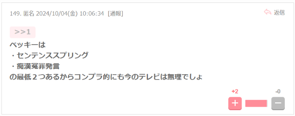 ベッキーのコンプライアンス的に難しいという声